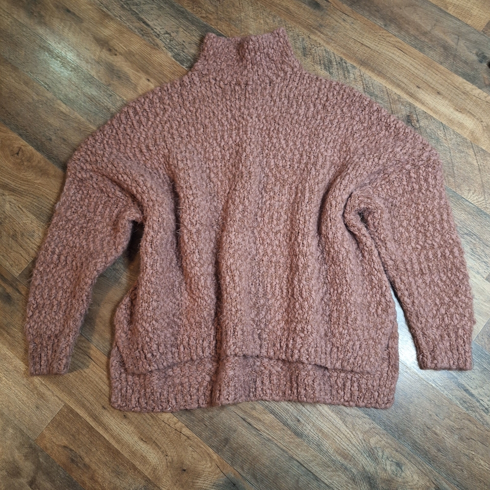 Dreamers Textured Mauve Turtleneck Sweater